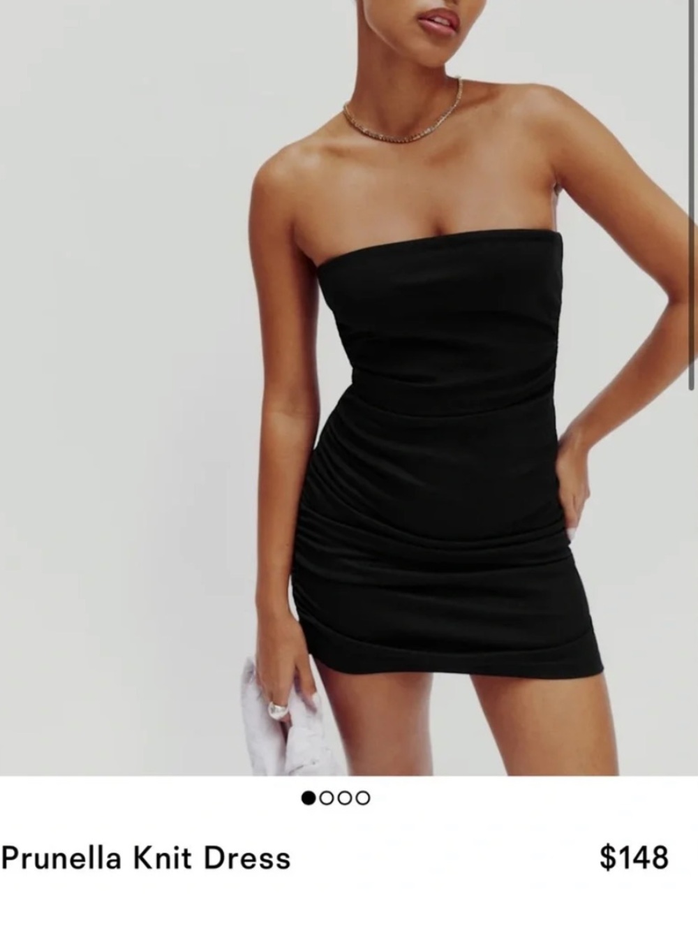 Reformation Prunella Knit Ruched Strapless Black Mini Dress XS